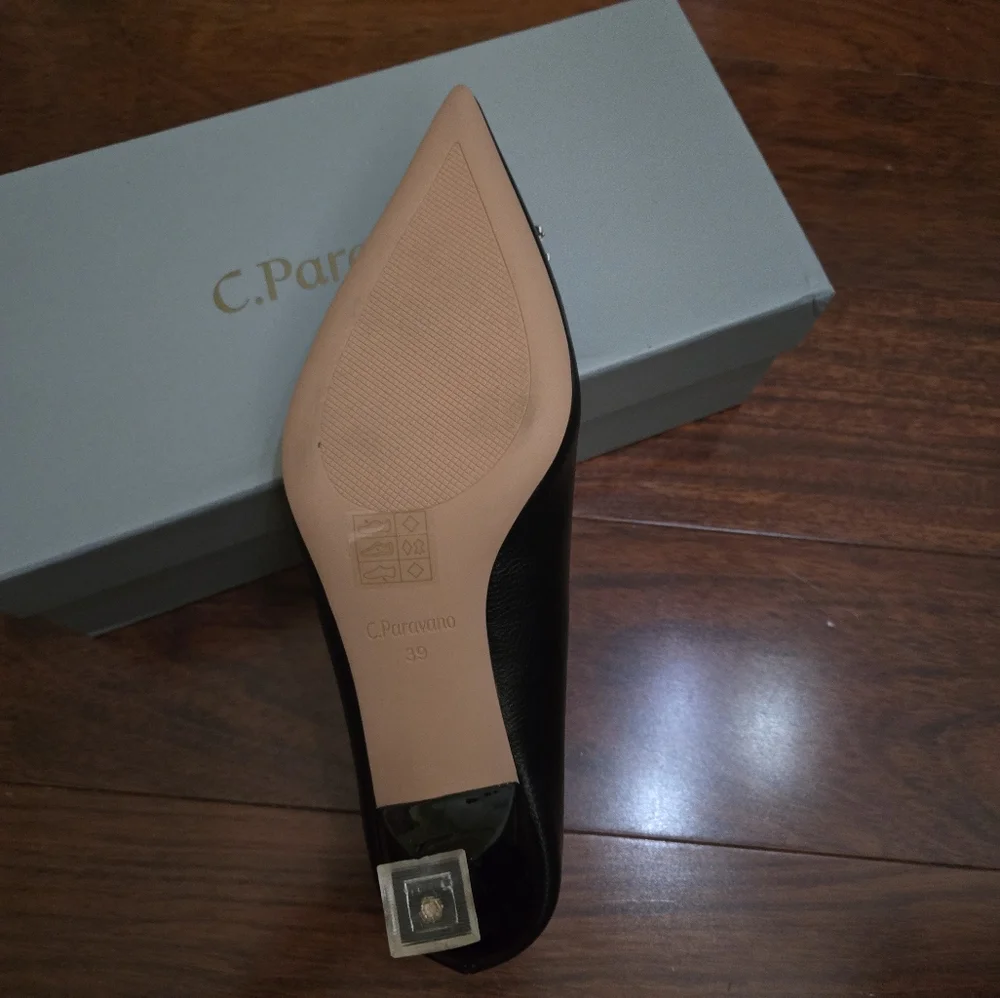 C.paravano Black Embellished Women's Heels Sizes 7.5 And 9.5 - Picture 6 of 8